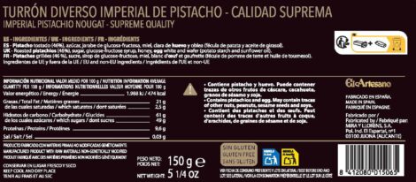 A001506 - Turrón Imperial de Pistacho, calidad suprema 200 gramos